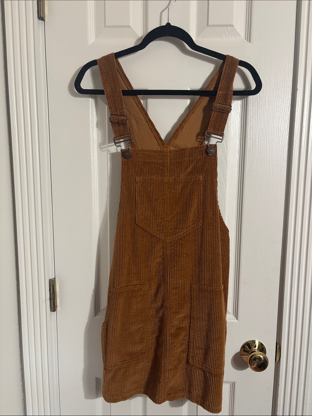 Rewash Corduroy Overall Dress in Warm Brown